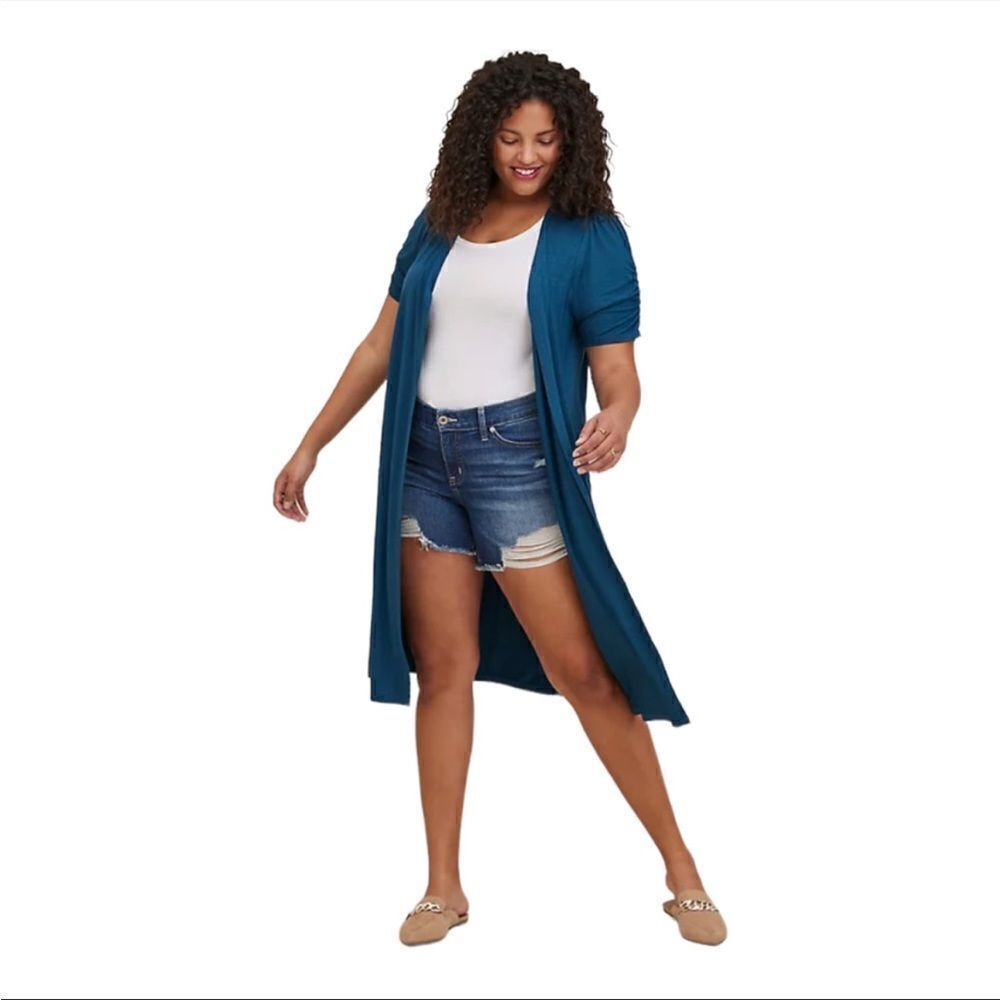 Torrid Short Sleeve Fit Flare Lightweight Cardigan Duster Contemporary Boho